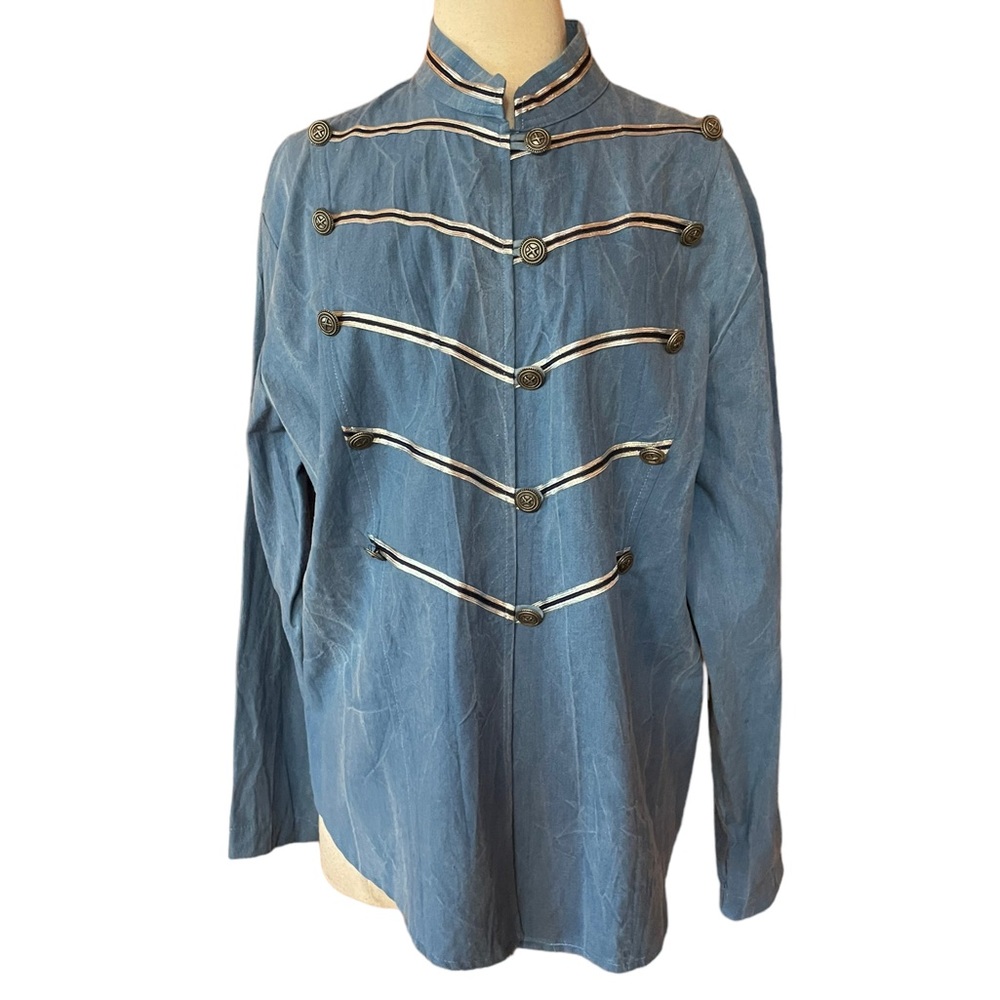 1990s Wildwind Military Style Chambray Button Down Shirt